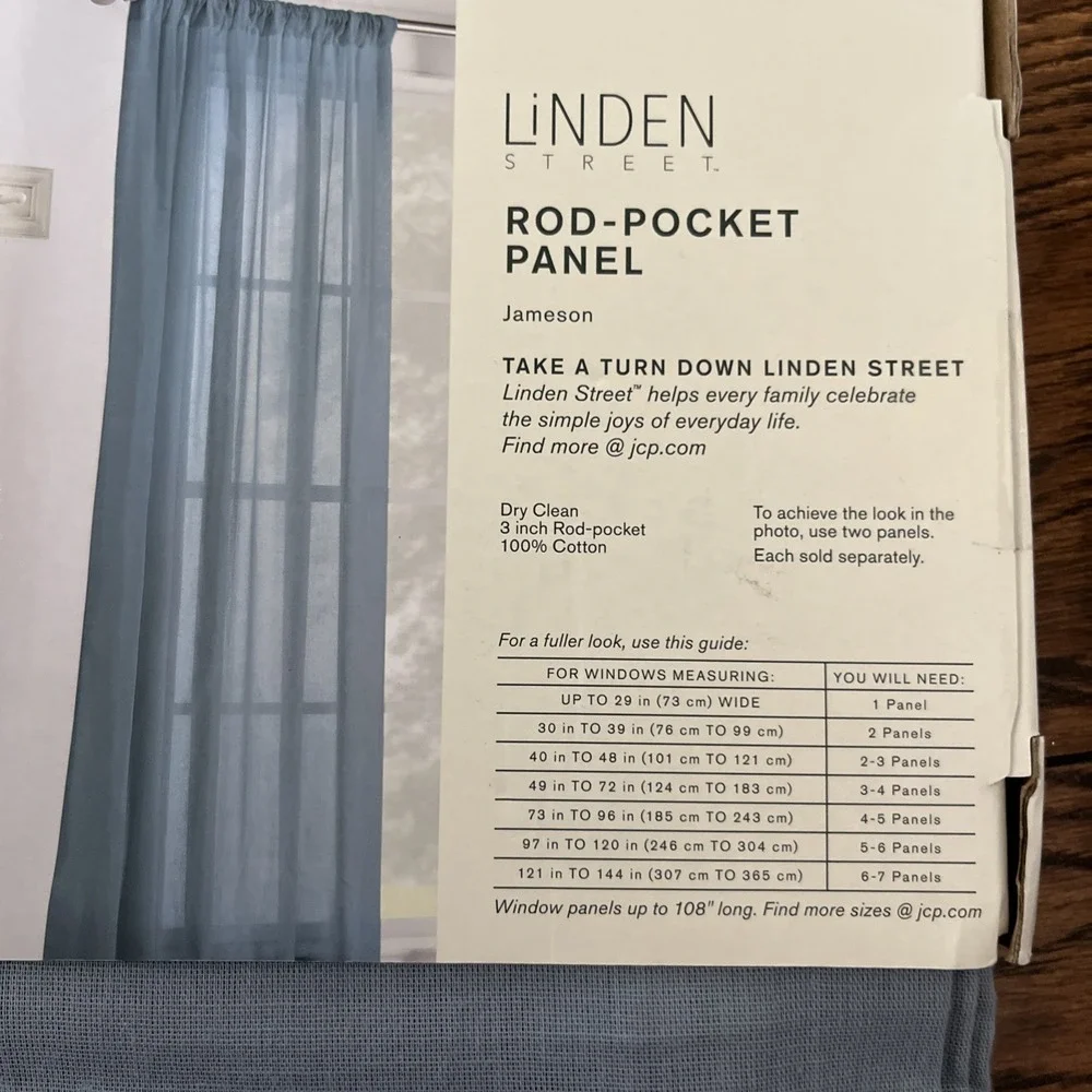 linden street rod pocket light indigo jameson cotton solid sheer 95